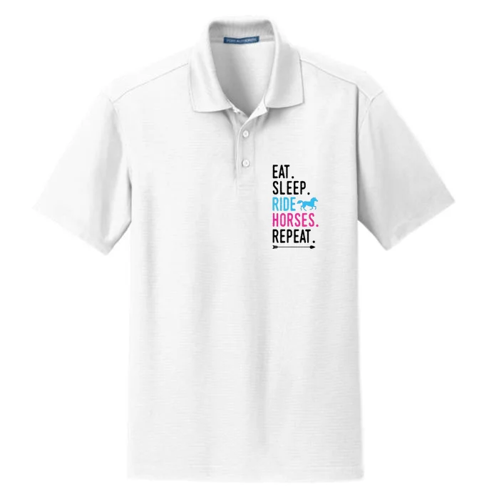 Eat Sleep Ride Horses Repeat Horse Ride Equestrian For Girl Dry Zone Grid Performance Polo