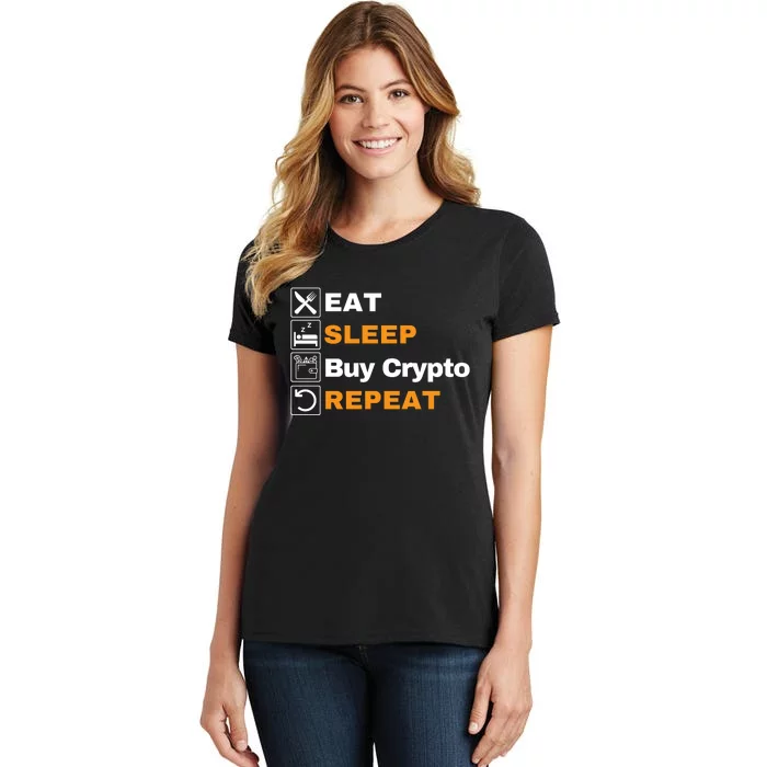 Eat Sleep Repeat Buy Crypto Bitcoin Blockchain Crypto Women's T-Shirt