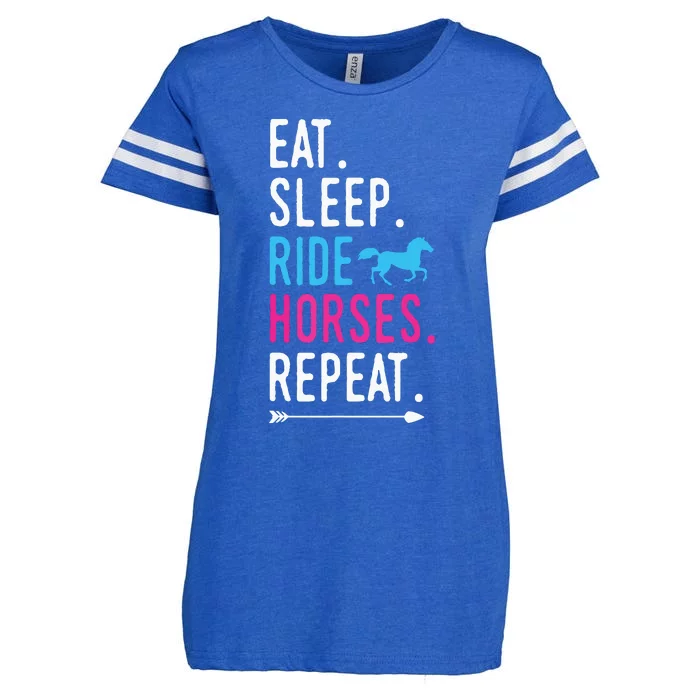 Eat Sleep Ride Horses Repeat Horse Ride Equestrian For Girl Enza Ladies Jersey Football T-Shirt