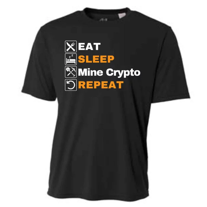 Eat Sleep Repeat Mine Crypto Bitcoin Blockchain DeFi HODL Cooling Performance Crew T-Shirt