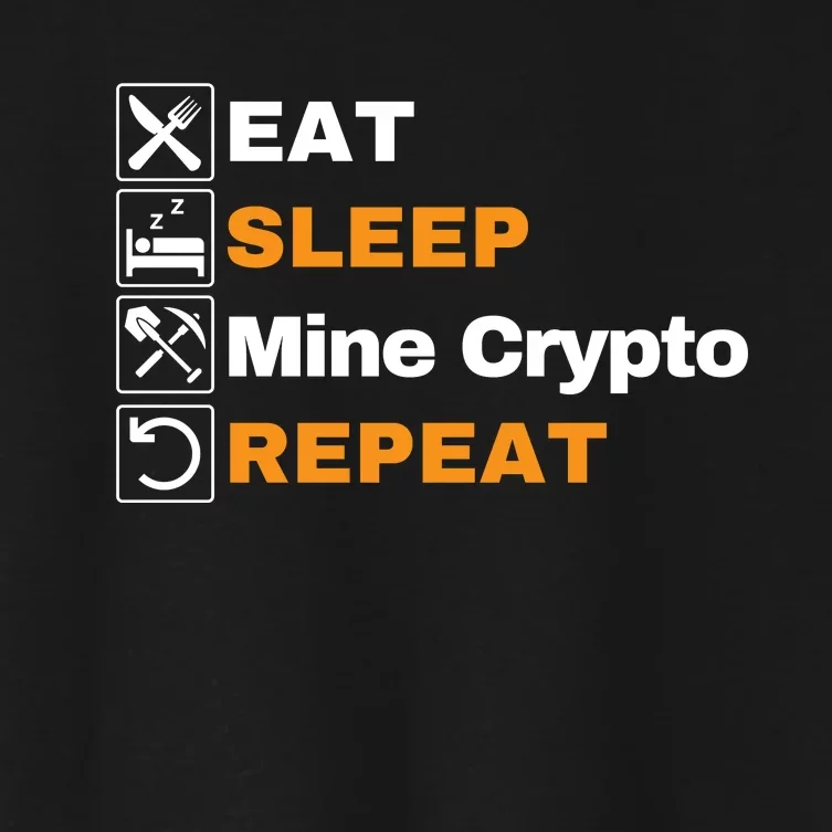 Eat Sleep Repeat Mine Crypto Bitcoin Blockchain DeFi HODL Women's Crop Top Tee