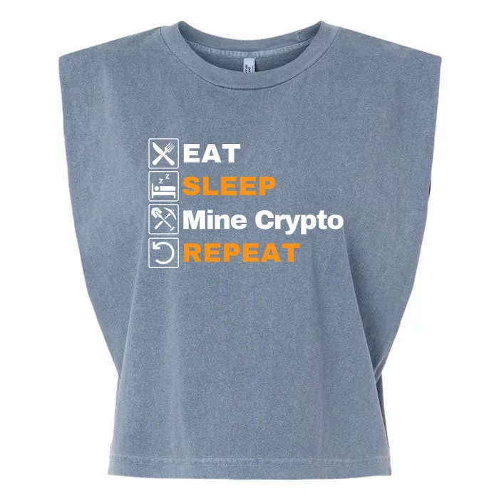 Eat Sleep Repeat Mine Crypto Bitcoin Blockchain DeFi HODL Garment-Dyed Women's Muscle Tee