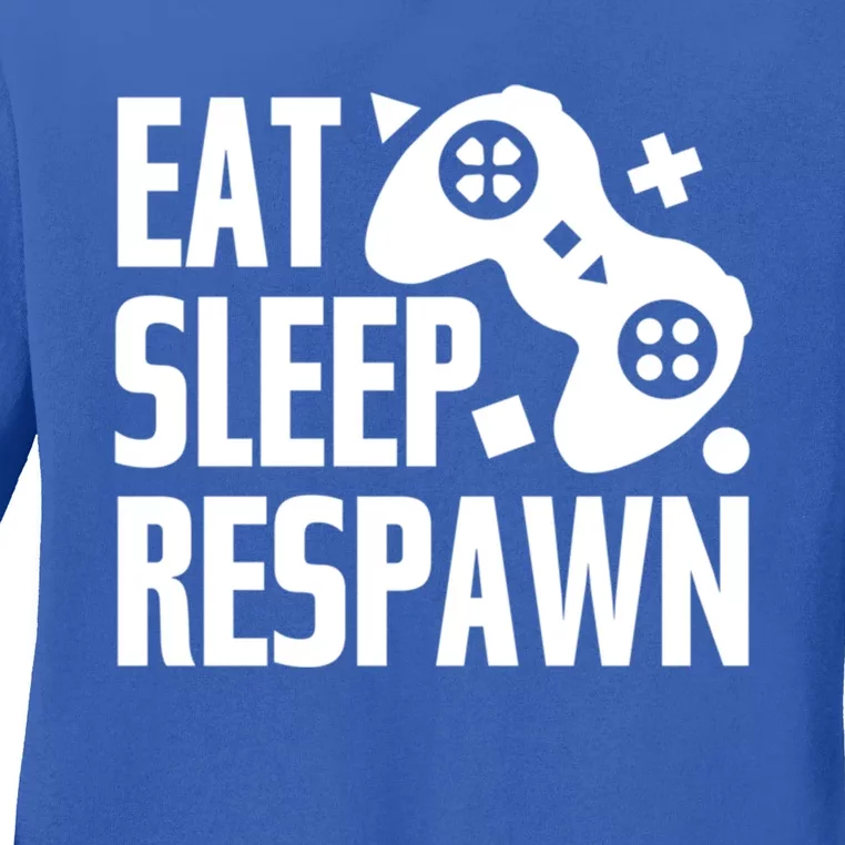 Eat Sleep Respawn Funny Video Gamer Gaming Humor Joke Cool Gift Ladies Long Sleeve Shirt