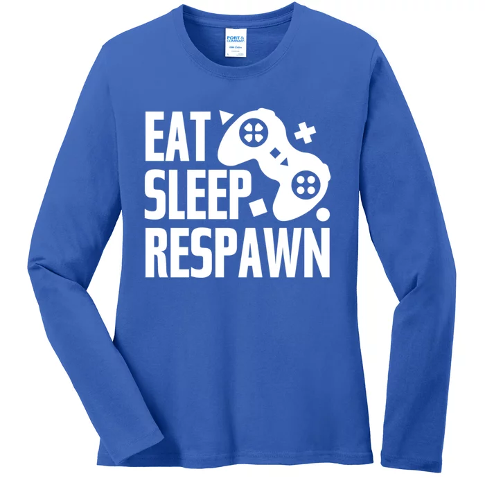 Eat Sleep Respawn Funny Video Gamer Gaming Humor Joke Cool Gift Ladies Long Sleeve Shirt