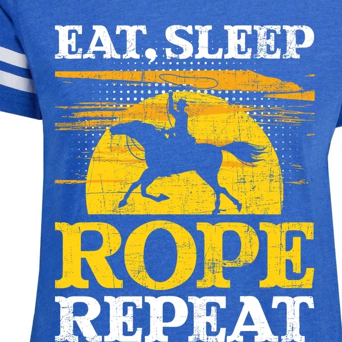 Eat Sleep Rope Repeat Cowboy Header Heeler Roping Lover Enza Ladies Jersey Football T-Shirt