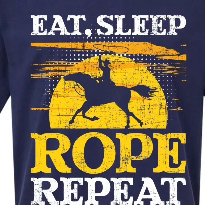 Eat Sleep Rope Repeat Cowboy Header Heeler Roping Lover Sueded Cloud Jersey T-Shirt