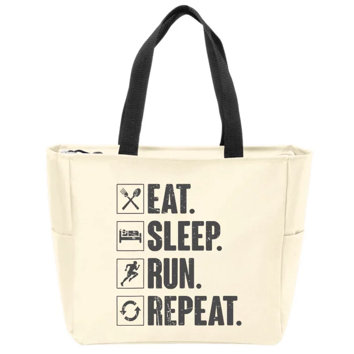 Eat Sleep Run Repeat Funny Vintage Running Runner Gift Zip Tote Bag