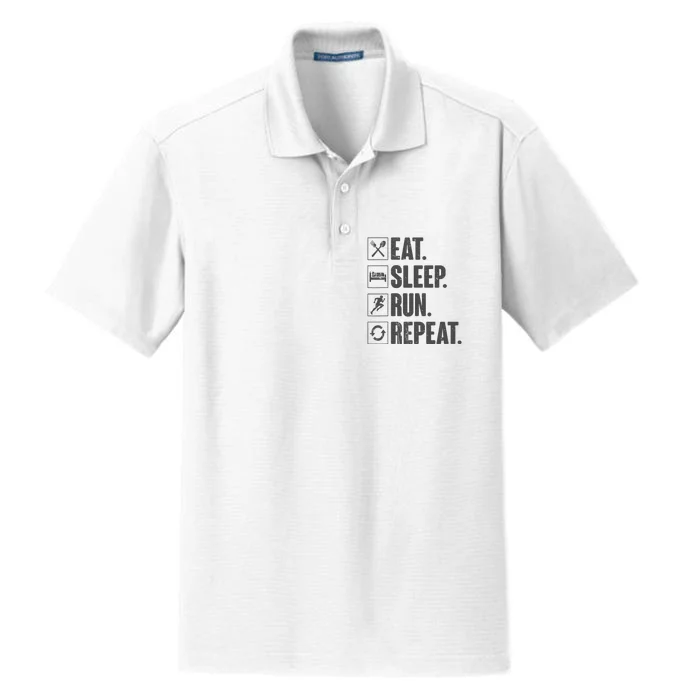 Eat Sleep Run Repeat Funny Vintage Running Runner Gift Dry Zone Grid Performance Polo