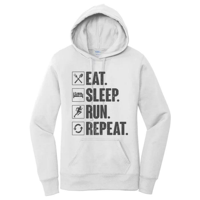 Eat Sleep Run Repeat Funny Vintage Running Runner Gift Women's Pullover Hoodie