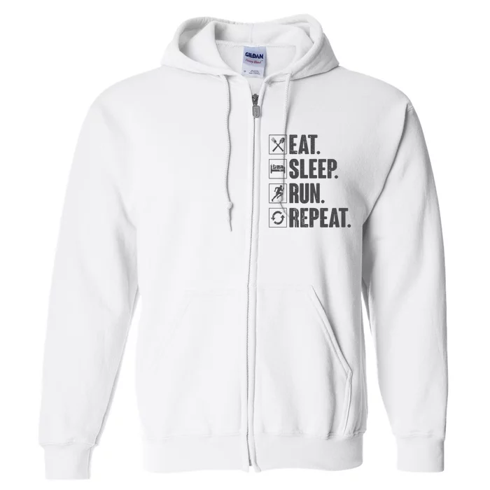 Eat Sleep Run Repeat Funny Vintage Running Runner Gift Full Zip Hoodie