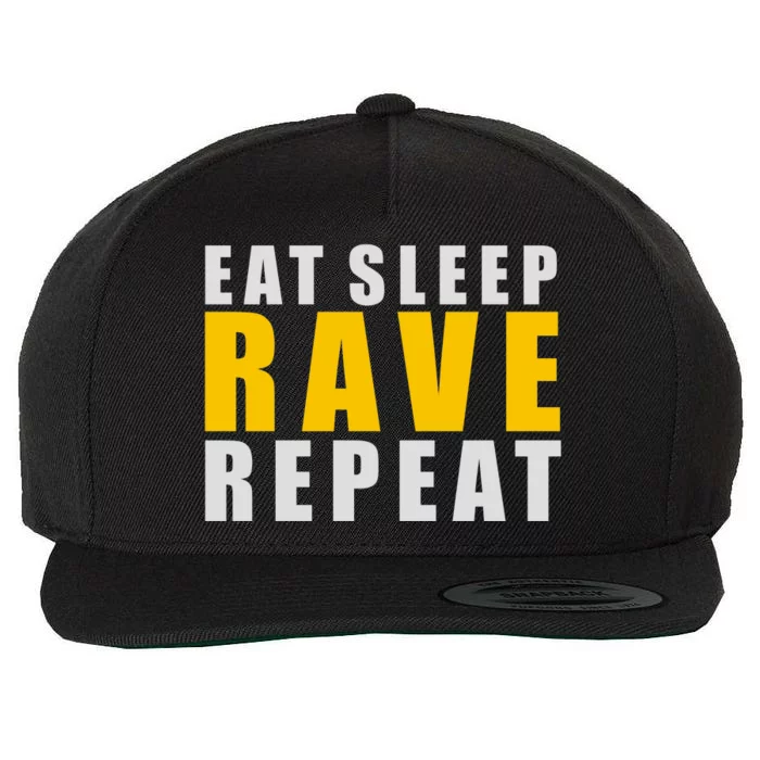 EAT SLEEP RAVE REPEAT Wool Snapback Cap