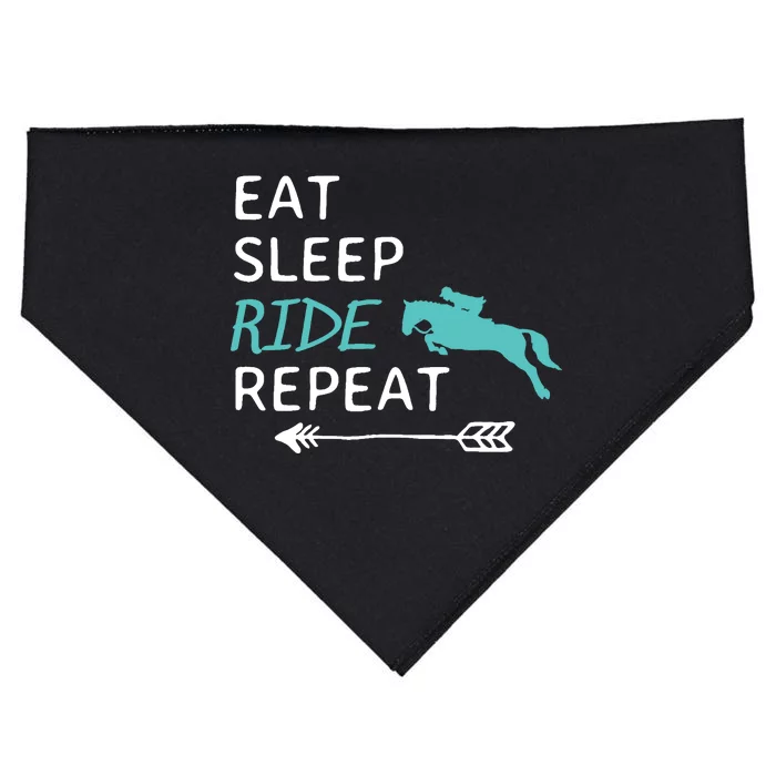 Eat Sleep Ride Horses Repeat Horseback Riding USA-Made Doggie Bandana