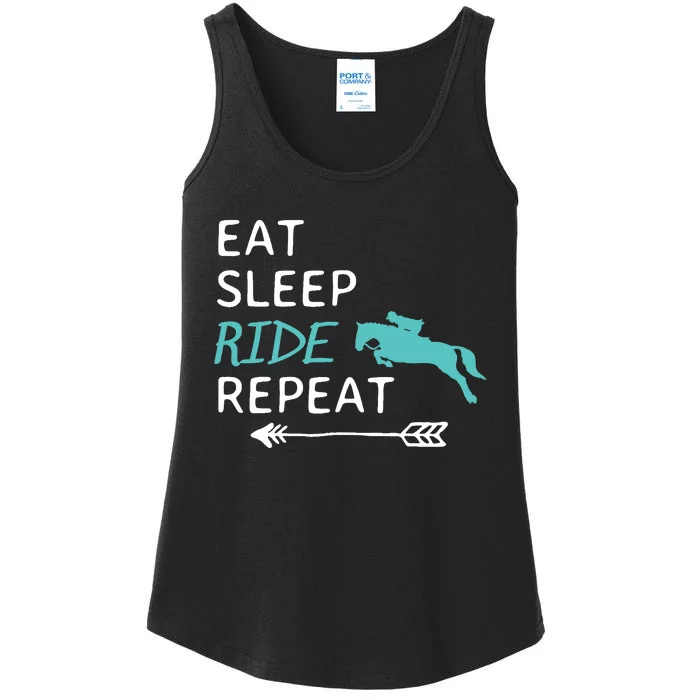 Eat Sleep Ride Horses Repeat Horseback Riding Ladies Essential Tank