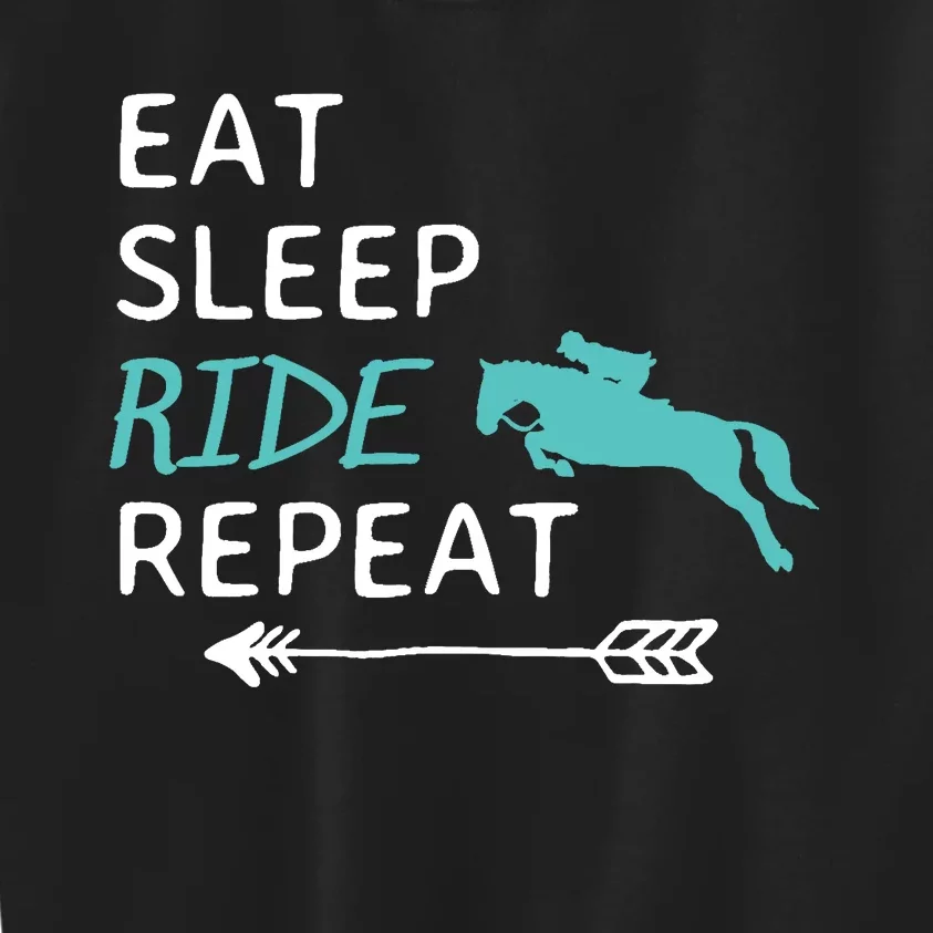 Eat Sleep Ride Horses Repeat Horseback Riding Kids Sweatshirt