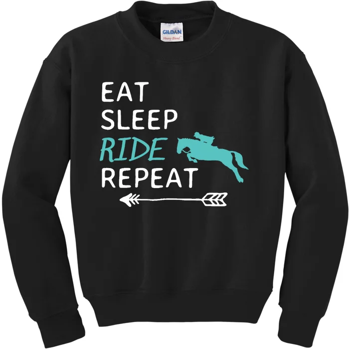 Eat Sleep Ride Horses Repeat Horseback Riding Kids Sweatshirt