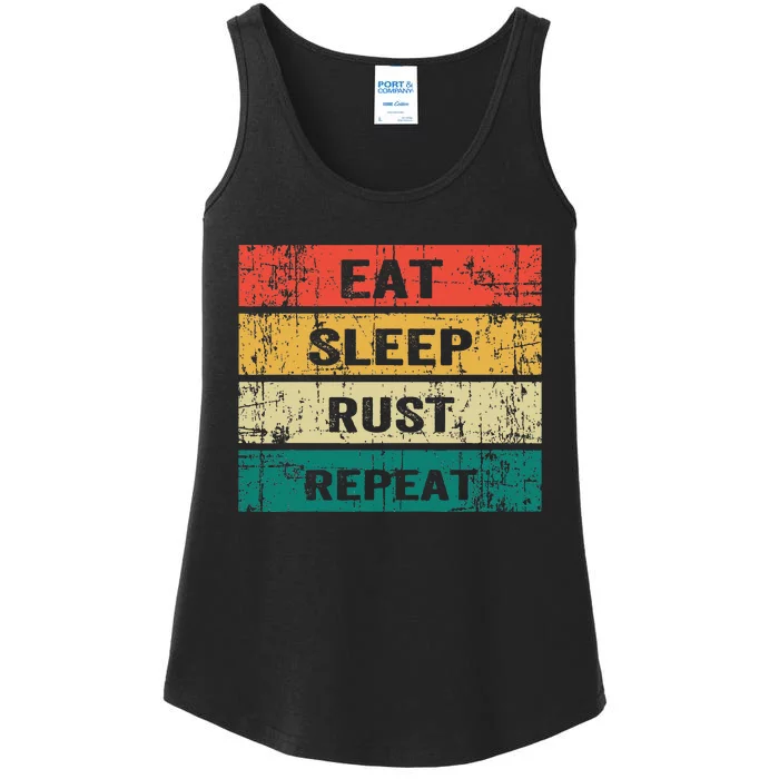 Eat Sleep Rust Repeat Funny Gaming Sports Meme Ladies Essential Tank