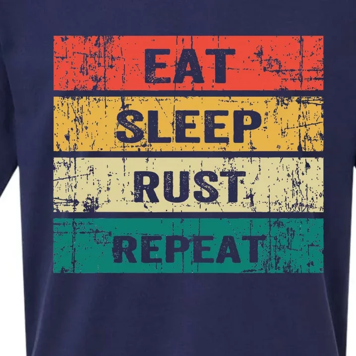 Eat Sleep Rust Repeat Funny Gaming Sports Meme Sueded Cloud Jersey T-Shirt