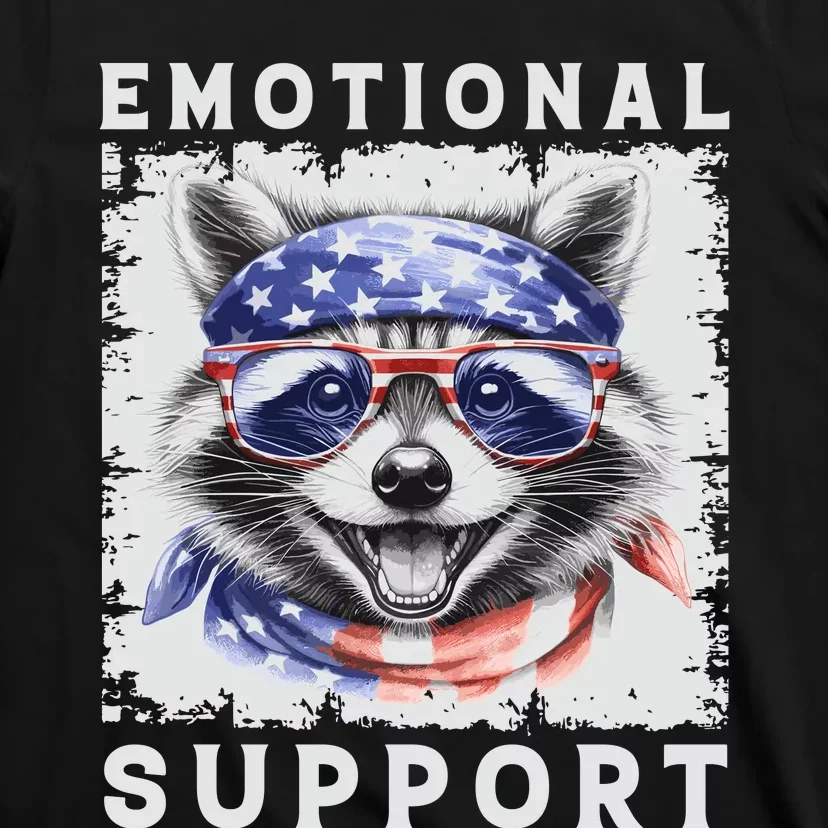 Emotional Support Raccoon Zootherapy Raccoon American Flag T-Shirt