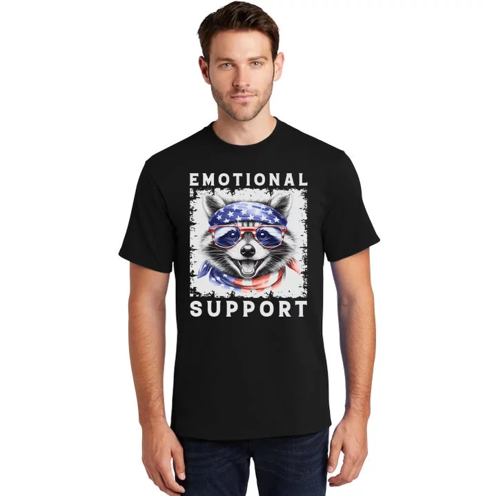 Emotional Support Raccoon Zootherapy Raccoon American Flag Tall T-Shirt