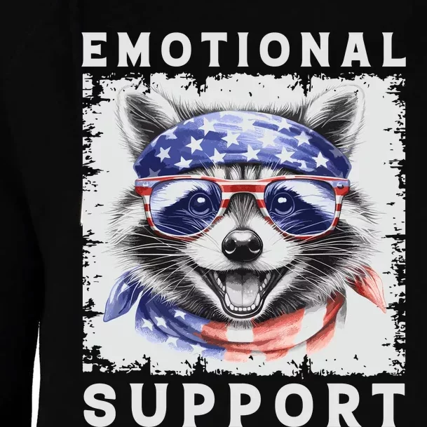 Emotional Support Raccoon Zootherapy Raccoon American Flag Womens Funnel Neck Pullover Hood