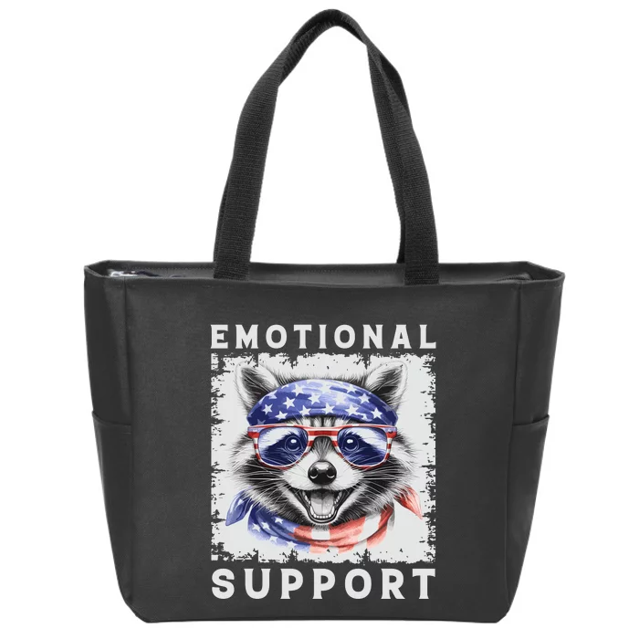 Emotional Support Raccoon Zootherapy Raccoon American Flag Zip Tote Bag