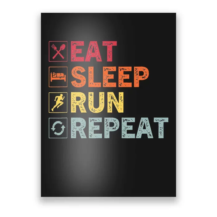 Eat Sleep Run Repeat Funny Vintage Running Runner Poster