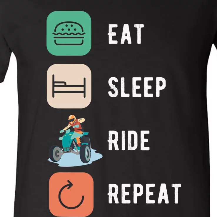 Eat Sleep Ride Repeat Design For ATV And Quad Fans V-Neck T-Shirt