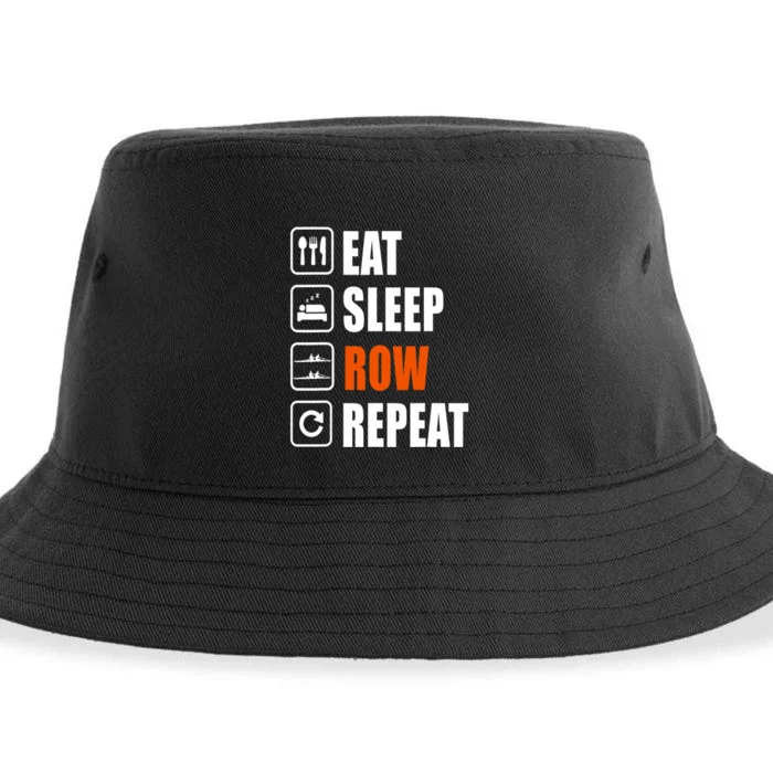 Eat Sleep Row Repeat Erg Rowing Crew Rowing Oar Row Crew Sustainable Bucket Hat