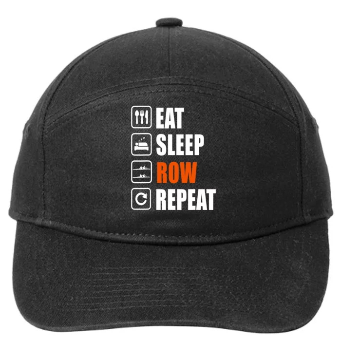 Eat Sleep Row Repeat Erg Rowing Crew Rowing Oar Row Crew 7-Panel Snapback Hat