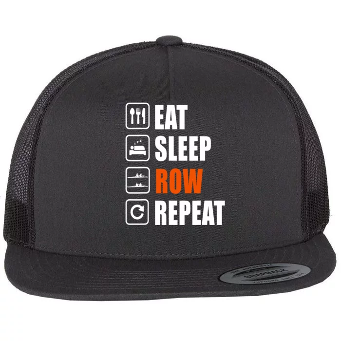 Eat Sleep Row Repeat Erg Rowing Crew Rowing Oar Row Crew Flat Bill Trucker Hat