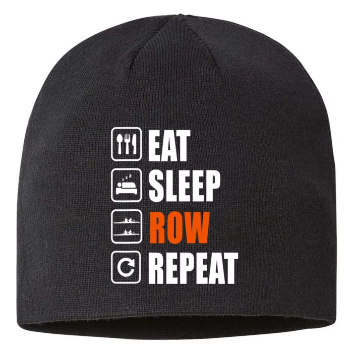 Eat Sleep Row Repeat Erg Rowing Crew Rowing Oar Row Crew 8 1/2in Sustainable Knit Beanie