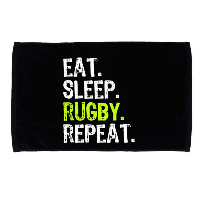 Eat Sleep Rugby Repeat Player Fan Lover Funny Microfiber Hand Towel