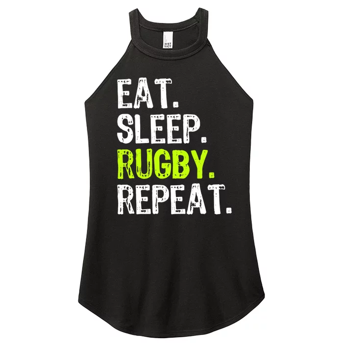 Eat Sleep Rugby Repeat Player Fan Lover Funny Women’s Perfect Tri Rocker Tank