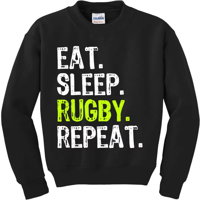 Eat Sleep Rugby Repeat Player Fan Lover Funny Kids Sweatshirt