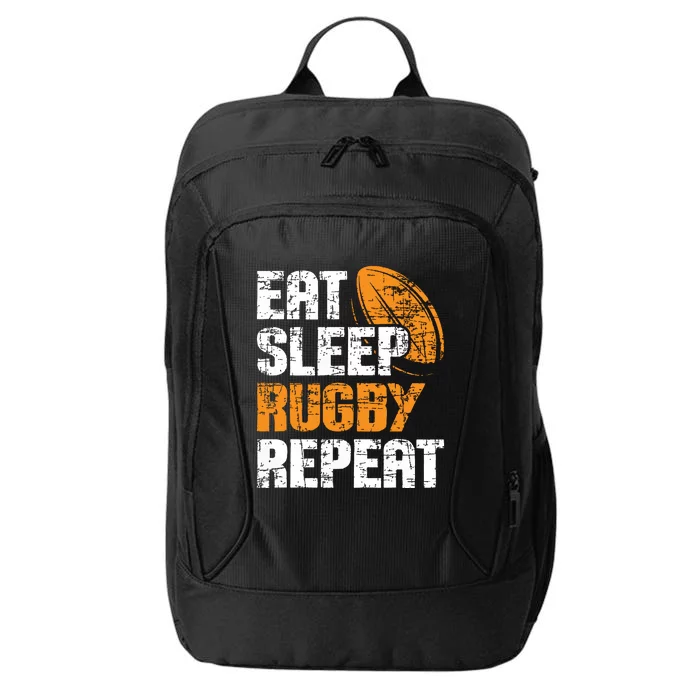 Eat Sleep Rugby Repeat Rugby Player Coach Sports Lover City Backpack