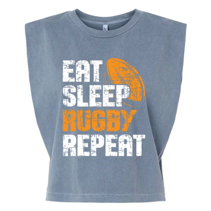 Eat Sleep Rugby Repeat Rugby Player Coach Sports Lover Garment-Dyed Women's Muscle Tee