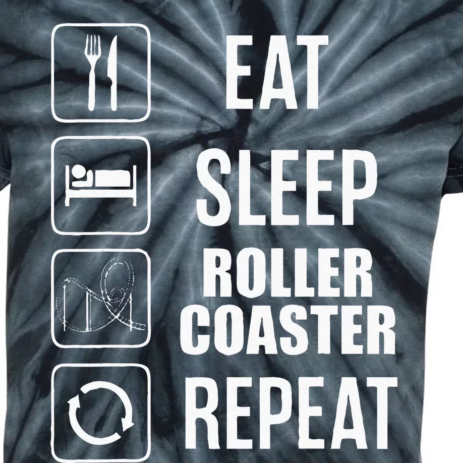 Eat Sleep Roller Coaster Repeat Rollercoaster Kids Tie-Dye T-Shirt