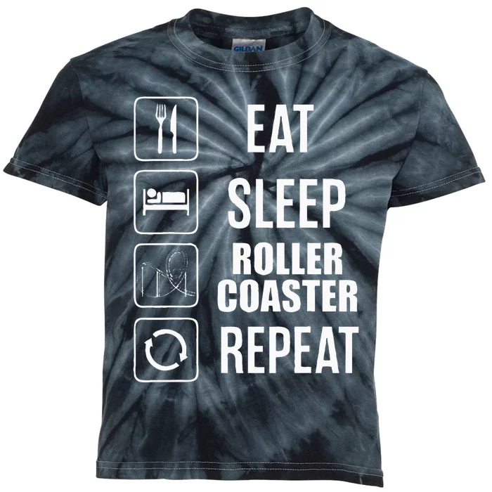 Eat Sleep Roller Coaster Repeat Rollercoaster Kids Tie-Dye T-Shirt