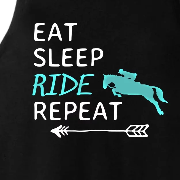 Eat Sleep Ride Horses Repeat Horseback Riding Great Gift Ladies Tri-Blend Wicking Tank