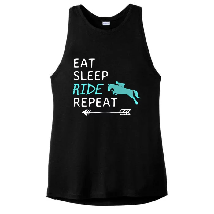 Eat Sleep Ride Horses Repeat Horseback Riding Great Gift Ladies Tri-Blend Wicking Tank