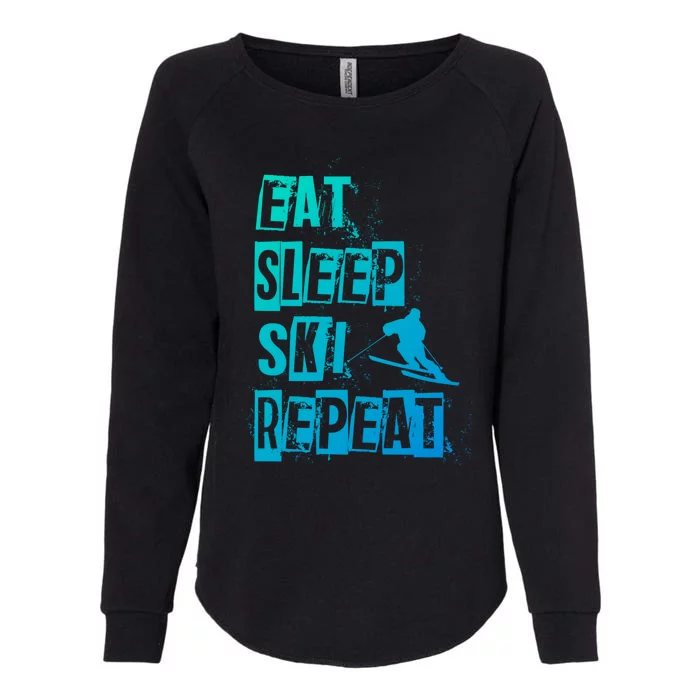 Eat Sleep Ski Repeat Gift Womens California Wash Sweatshirt