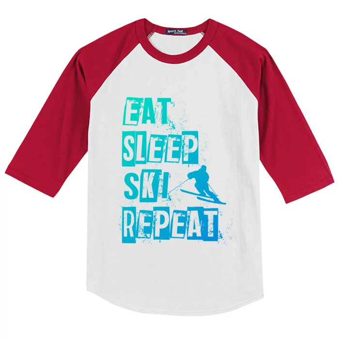 Eat Sleep Ski Repeat Gift Kids Colorblock Raglan Jersey