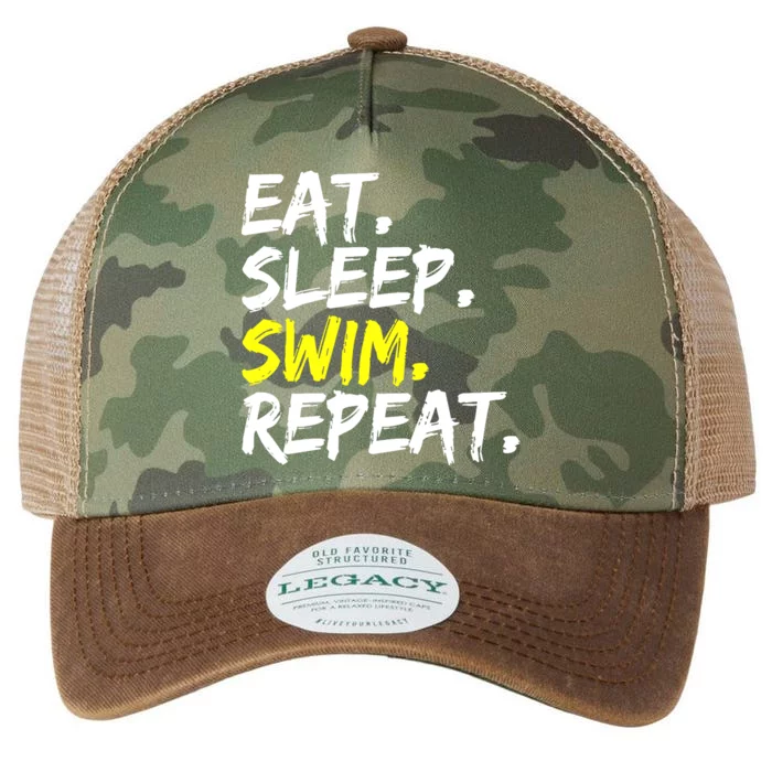 Eat Sleep Swim Repeat Water Sports Swim Outfit Legacy Tie Dye Trucker Hat