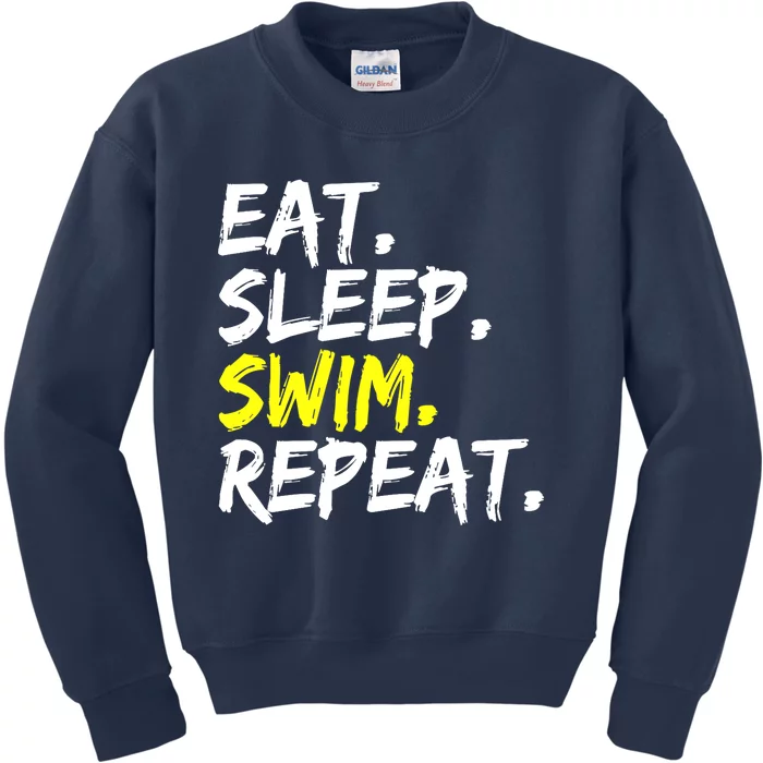 Eat Sleep Swim Repeat Water Sports Swim Outfit Kids Sweatshirt