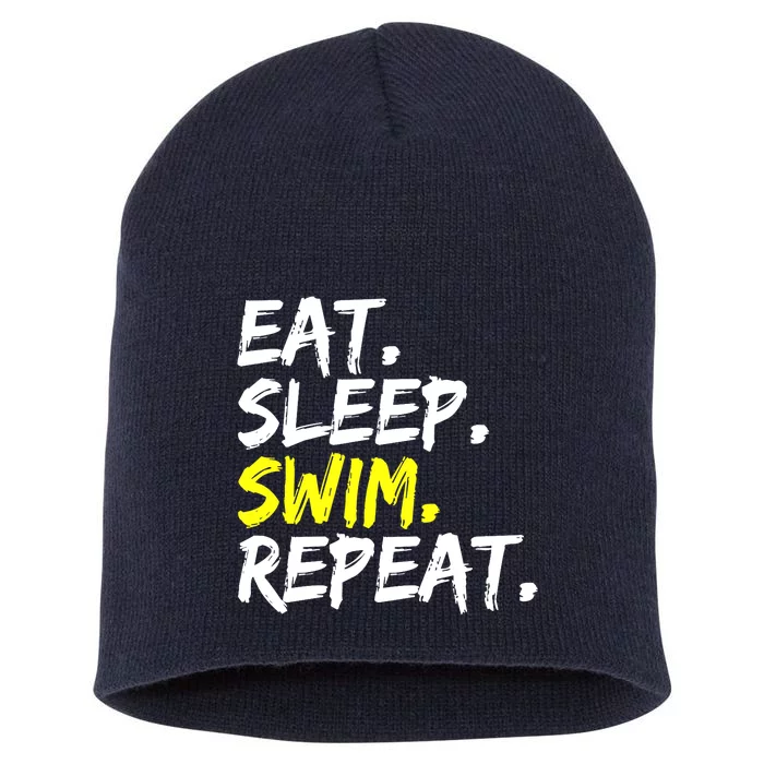 Eat Sleep Swim Repeat Water Sports Swim Outfit Short Acrylic Beanie