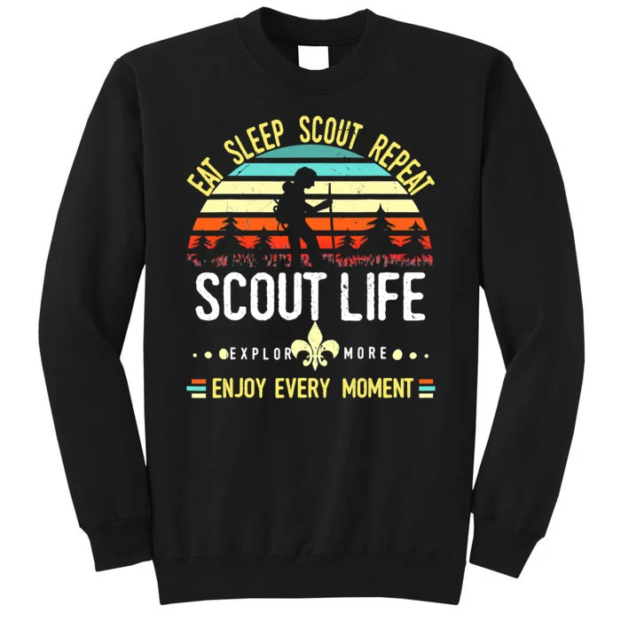 Eat Sleep Scout Repeat Vintage Scouting Funny Tall Sweatshirt