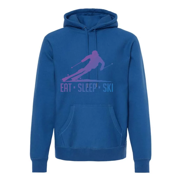 Eat Sleep Ski Skiing Skier Snow Winter Vacation Gift Premium Hoodie