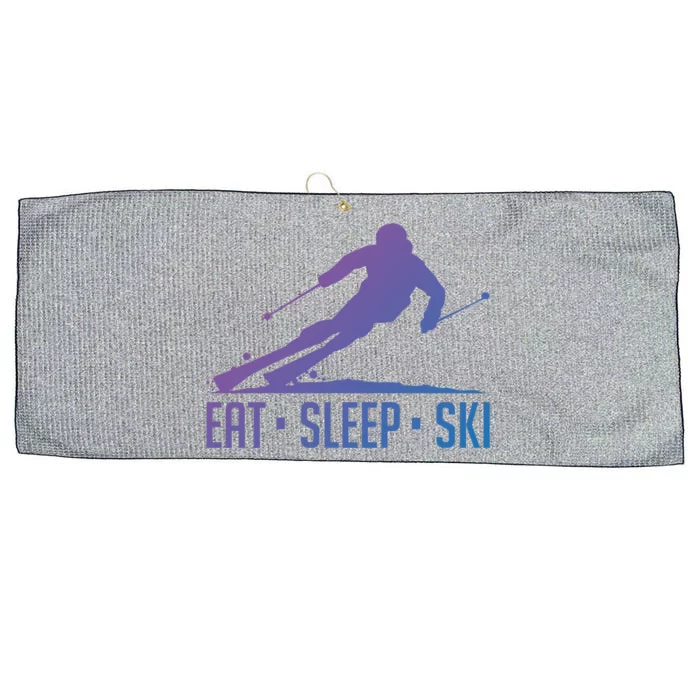 Eat Sleep Ski Skiing Skier Snow Winter Vacation Gift Large Microfiber Waffle Golf Towel