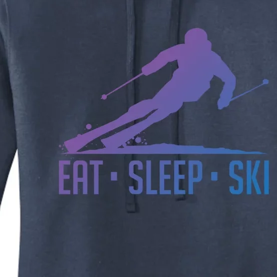 Eat Sleep Ski Skiing Skier Snow Winter Vacation Gift Women's Pullover Hoodie