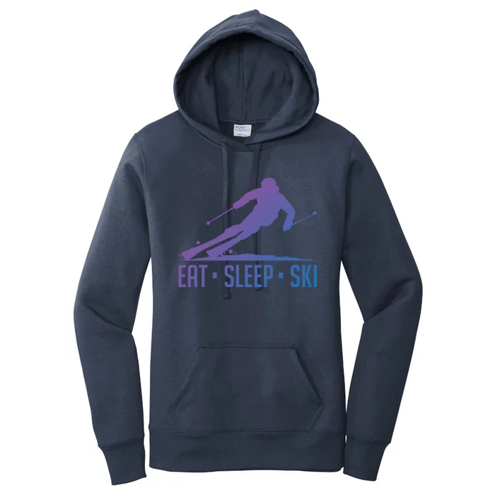 Eat Sleep Ski Skiing Skier Snow Winter Vacation Gift Women's Pullover Hoodie